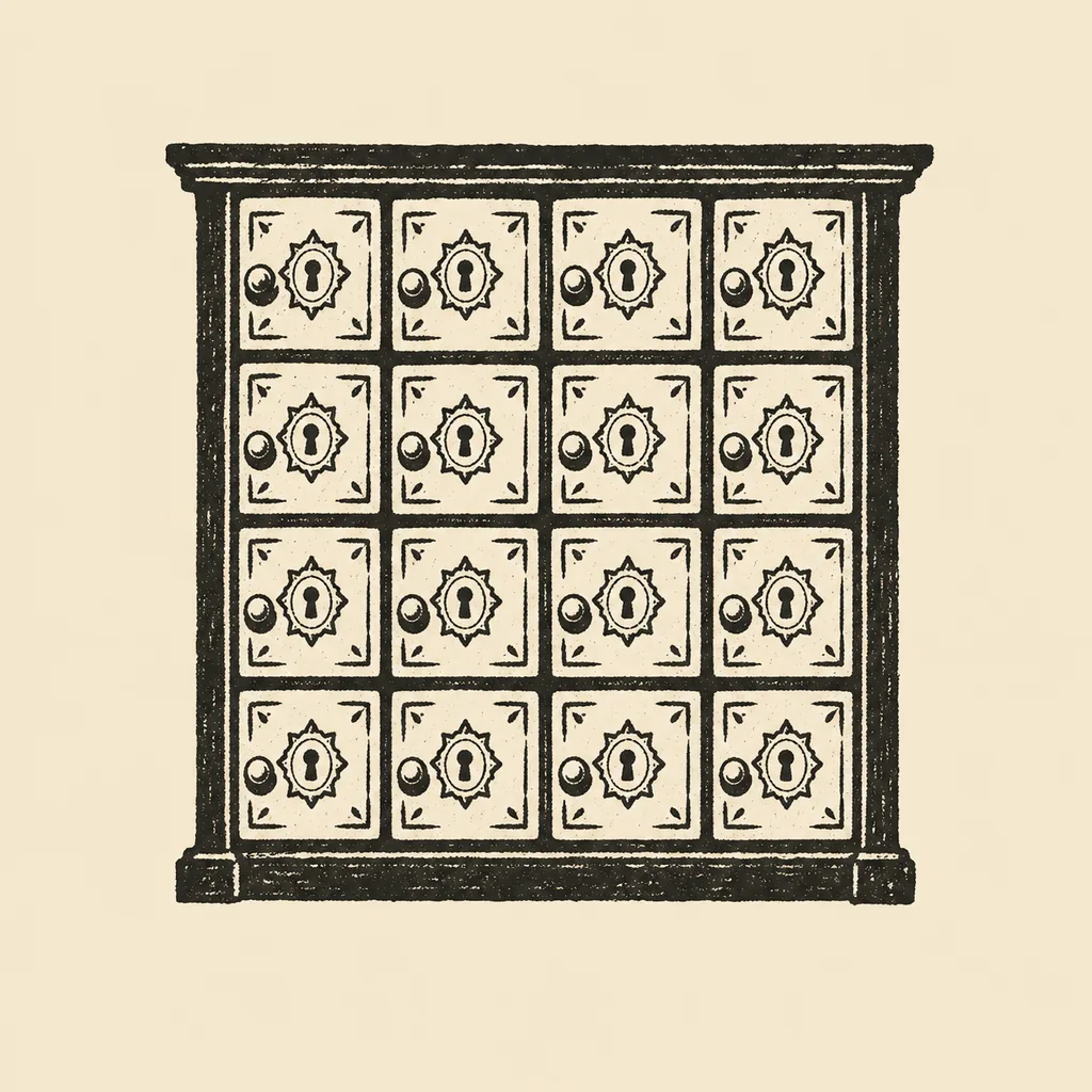 Engraved wall of brass post office boxes